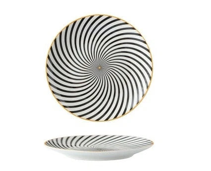 Nordic style geometric ceramic plate set for elegant dining