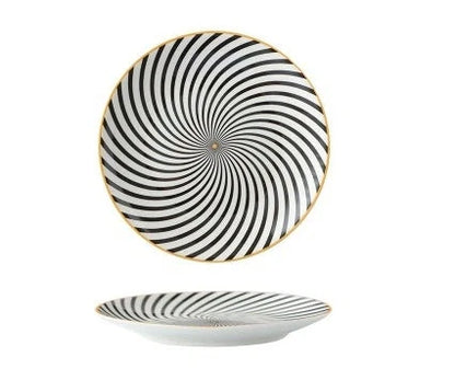 Nordic style geometric ceramic plate set for elegant dining