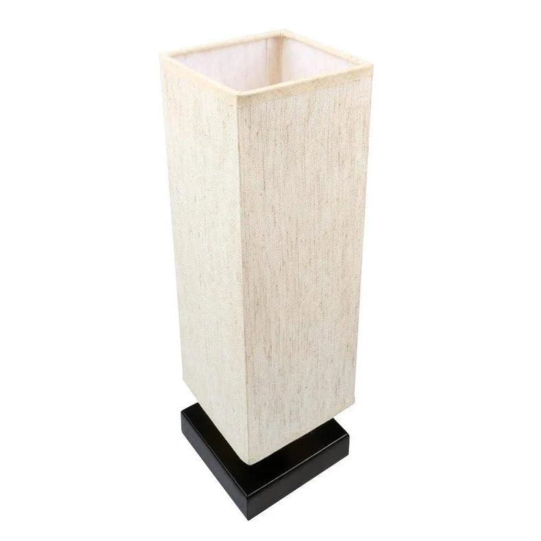 Modern square table lamp with linen cloth cover and petal-shaped design measuring 10.5cm