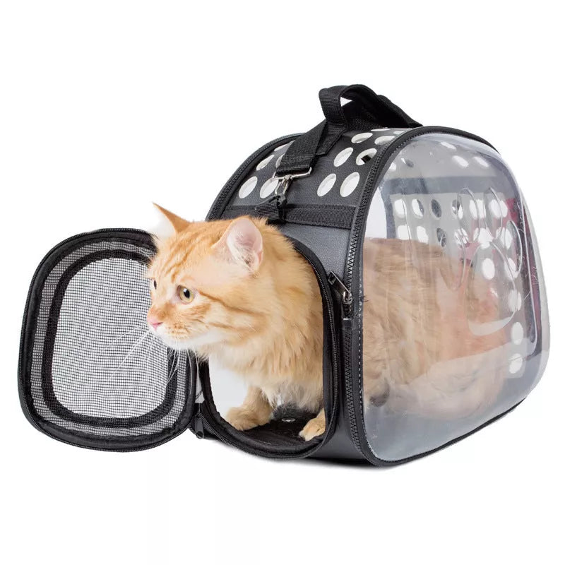 Portable breathable pet backpack with transparent design for cats and dogs