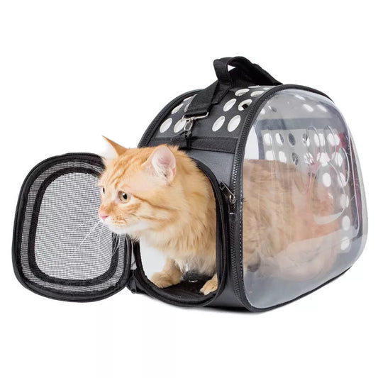 Portable breathable pet backpack with transparent design for cats and dogs