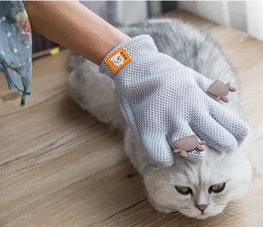 Pet Hair Removal Brush Silicone and Three-Layer Composite Mesh Fabric Cat Dog Grooming Glove for Massage Bathing and Defoaming in Pink Grey or Green