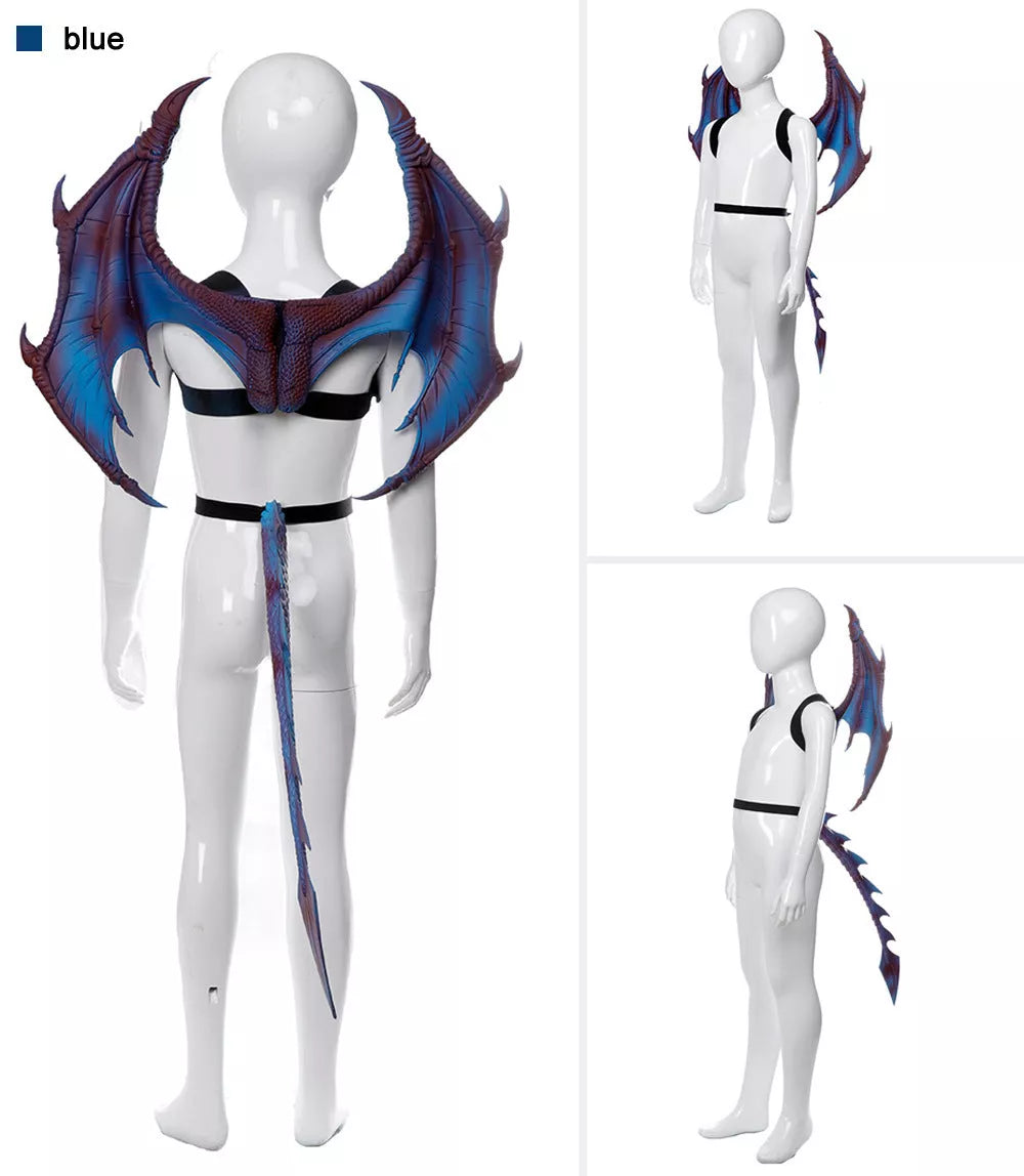 Halloween Dragon Wings Toy in green, red, blue, and black for costume parties