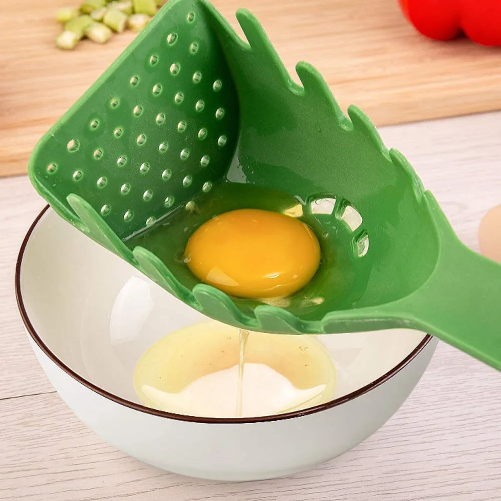 Plastic kitchen shovel and spaghetti spoon set with measurements shown