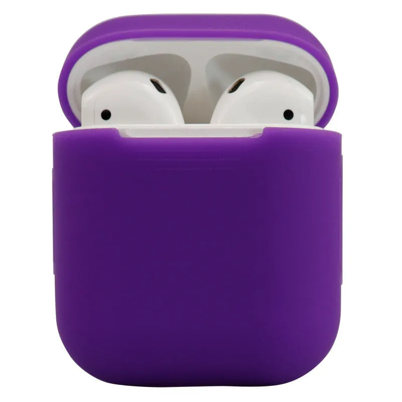 Silicone protective cover for AirPods 2 in various colours showing dimensions 56mm × 47mm × 24mm