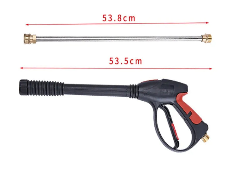 Multifunctional Garden M22 Lengthened Pressure Washer Gun with Engineering Plastic Body, All-Copper Head, 4000PSI, Extension Rod and 5-Colour Nozzle for High Pressure Cleaning, Black
