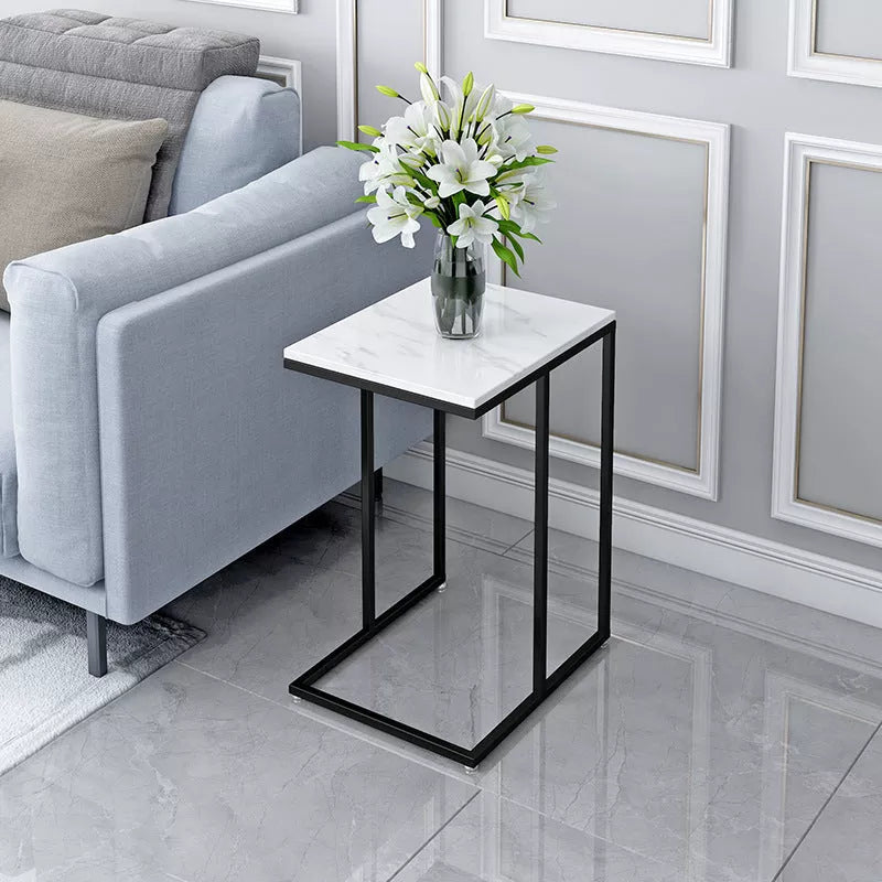 Modern small marble coffee table with metal frame in gold or black