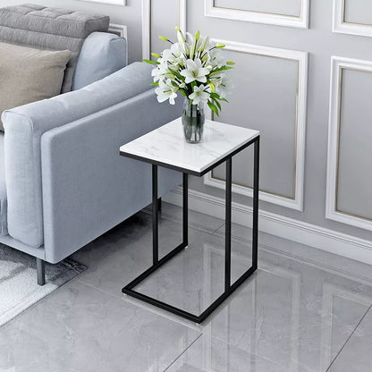 Modern small marble coffee table with metal frame in gold or black