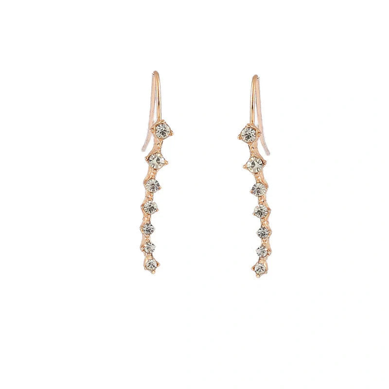 Elegant 7-inch rhinestone bridal earrings sparkling on a white background