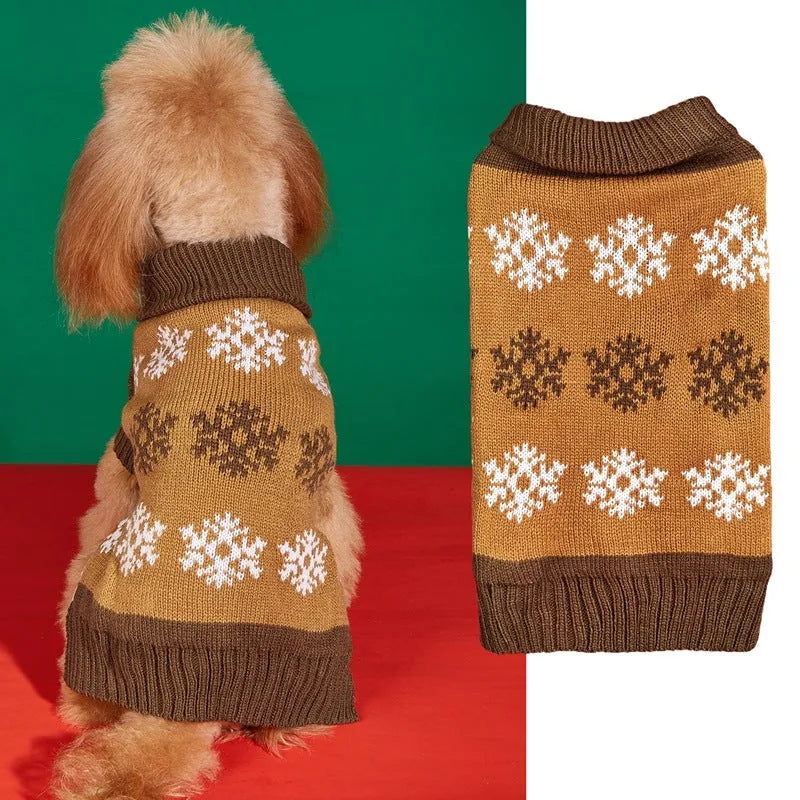 Grey and dark brown acrylic dog Christmas sweater for holiday pet wear