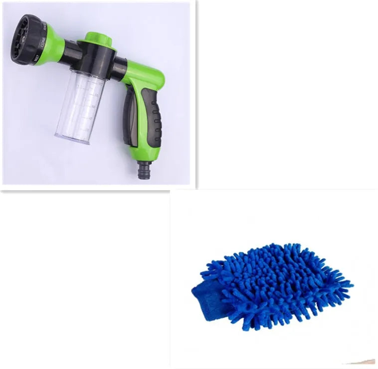 Green high-pressure foam spray gun with adjustable nozzle for car and household cleaning