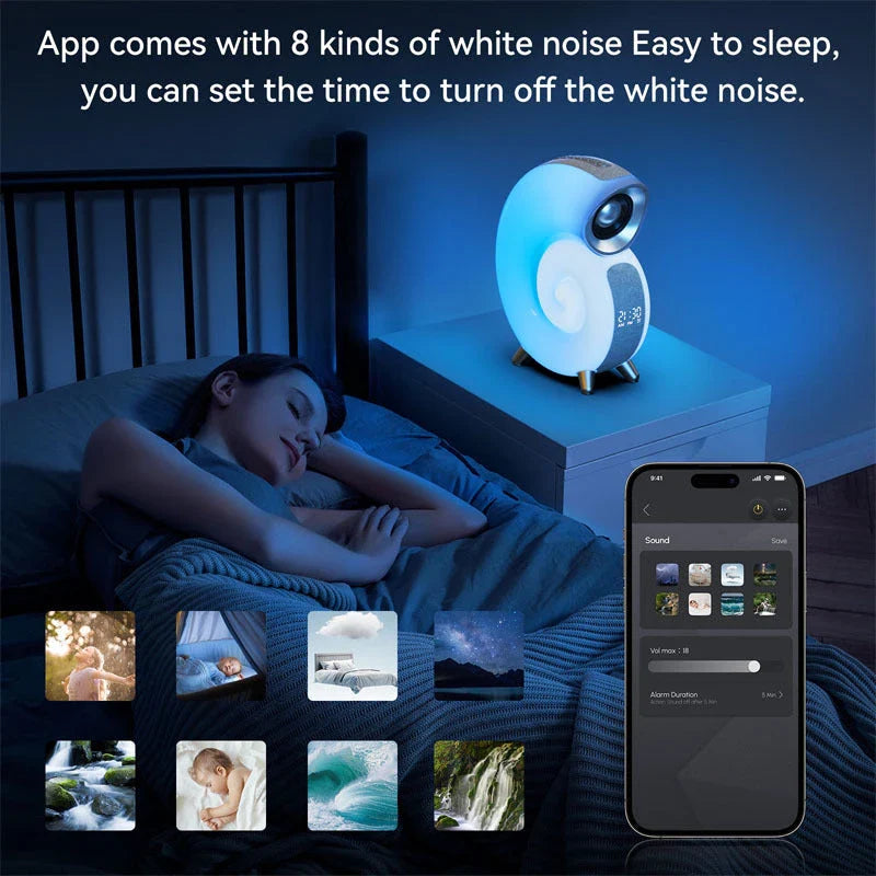 Conch Smart Bluetooth Alarm Clock Wake-Up Lamp with RGB Lighting and Customizable Features