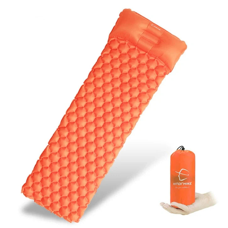 Cozy inflatable camping mattress with honeycomb design, perfect for outdoor adventures and comfortable sleep under the stars