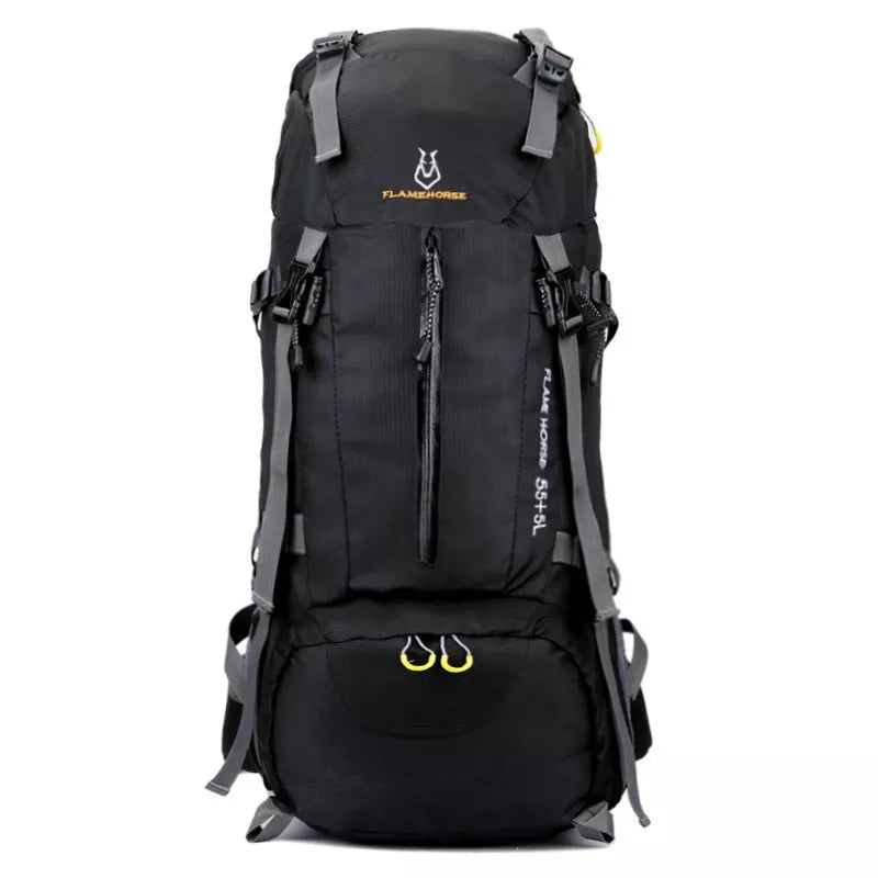 60L waterproof nylon mountaineering backpack in multiple colors for outdoor adventures