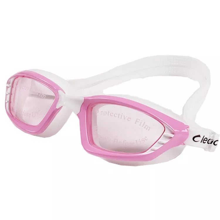Adjustable waterproof swimming glasses with UV and fog protection in multiple colors