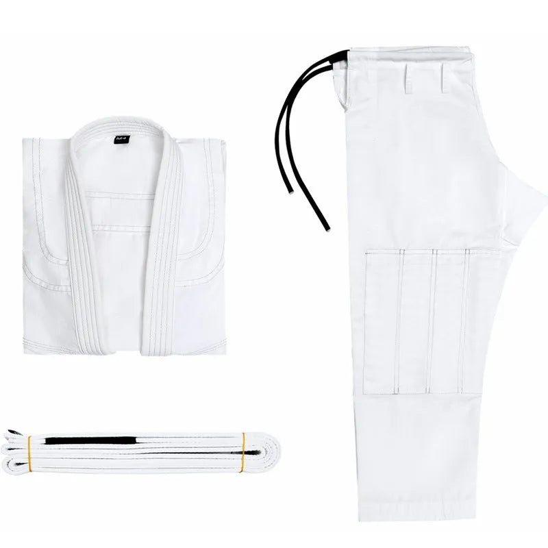 Brazilian Jiu-jitsu training clothing set in cotton blend fabric showing black, grey, Rose Red, blue, and white colour options