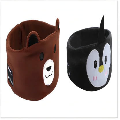 Bluetooth animal headband sleep mask with dinosaur hood showing integrated speakers and wireless design