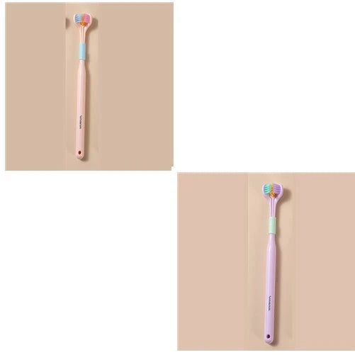 Soft Bristle Tri-Angle Toothbrush with customizable features for deep cleaning and travel convenience