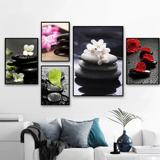Spa orchid botanical illustration printed on canvas material in fashion-forward minimalist style