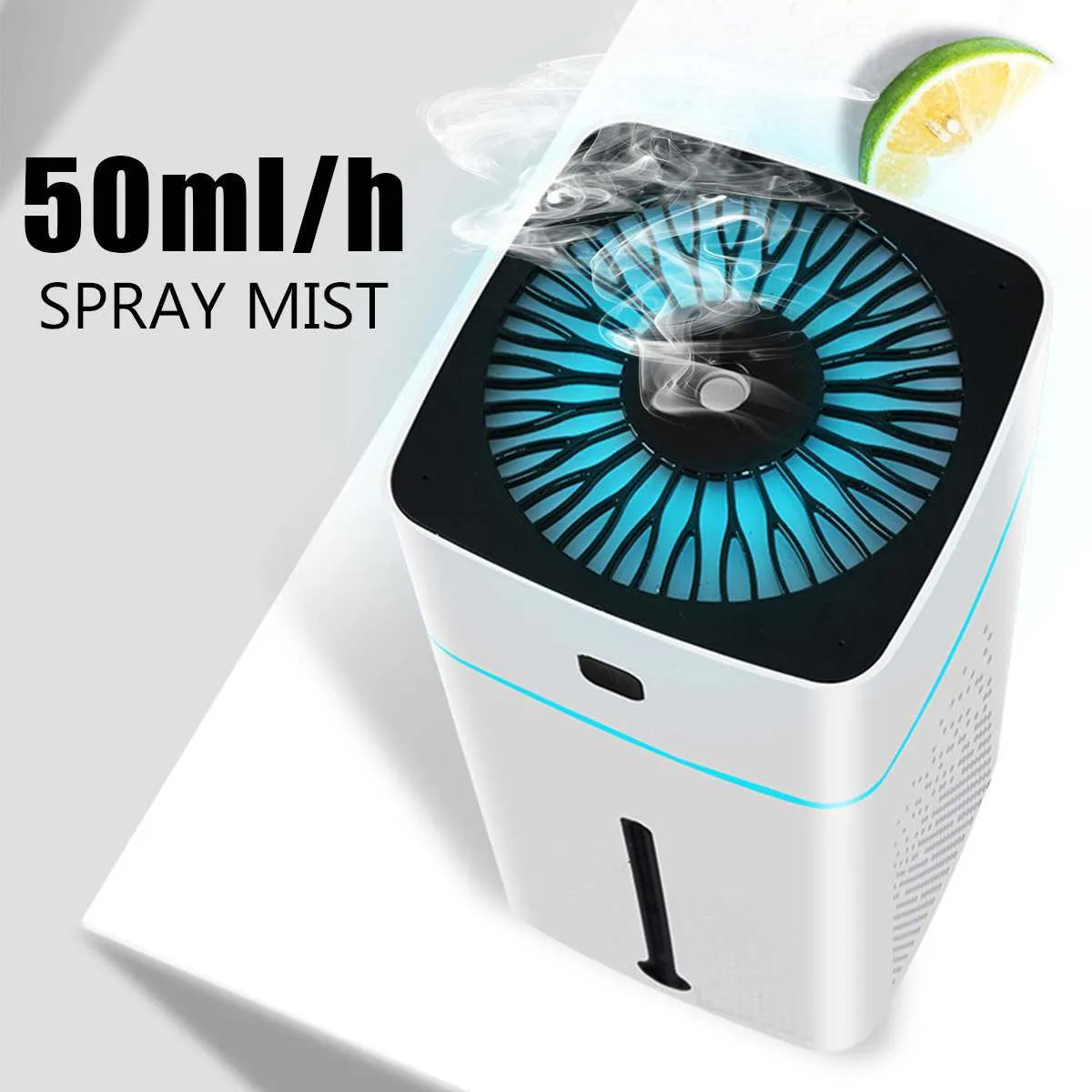 Black and white home office desktop humidifier measuring 103x103x218mm with 1000ml capacity and USB interface