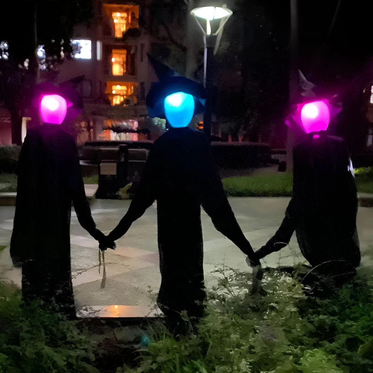 Halloween hanging ghost prop with red eyes, voice and touch activation, and 1.7m height option