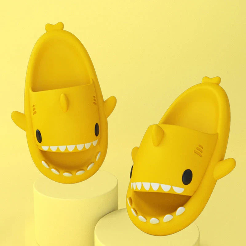 Cozy cartoon shark-themed slippers with anti-slip sole for indoor and outdoor wear