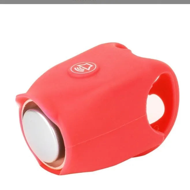 Electronic bicycle horn in six colour options showing compact plastic design for handlebar mounting