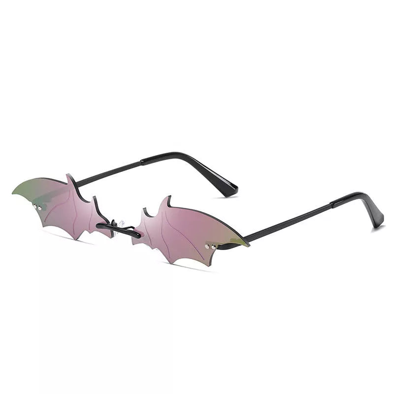 Bat-shaped sunglasses in various colors with UVA and UVB protection