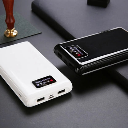 Black and white DIY 18650 battery power bank charging case kit for six cells