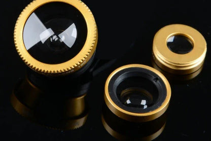 Versatile smartphone photography kit with wide-angle fisheye lens and high-magnification macro lens for capturing expansive shots and intricate details