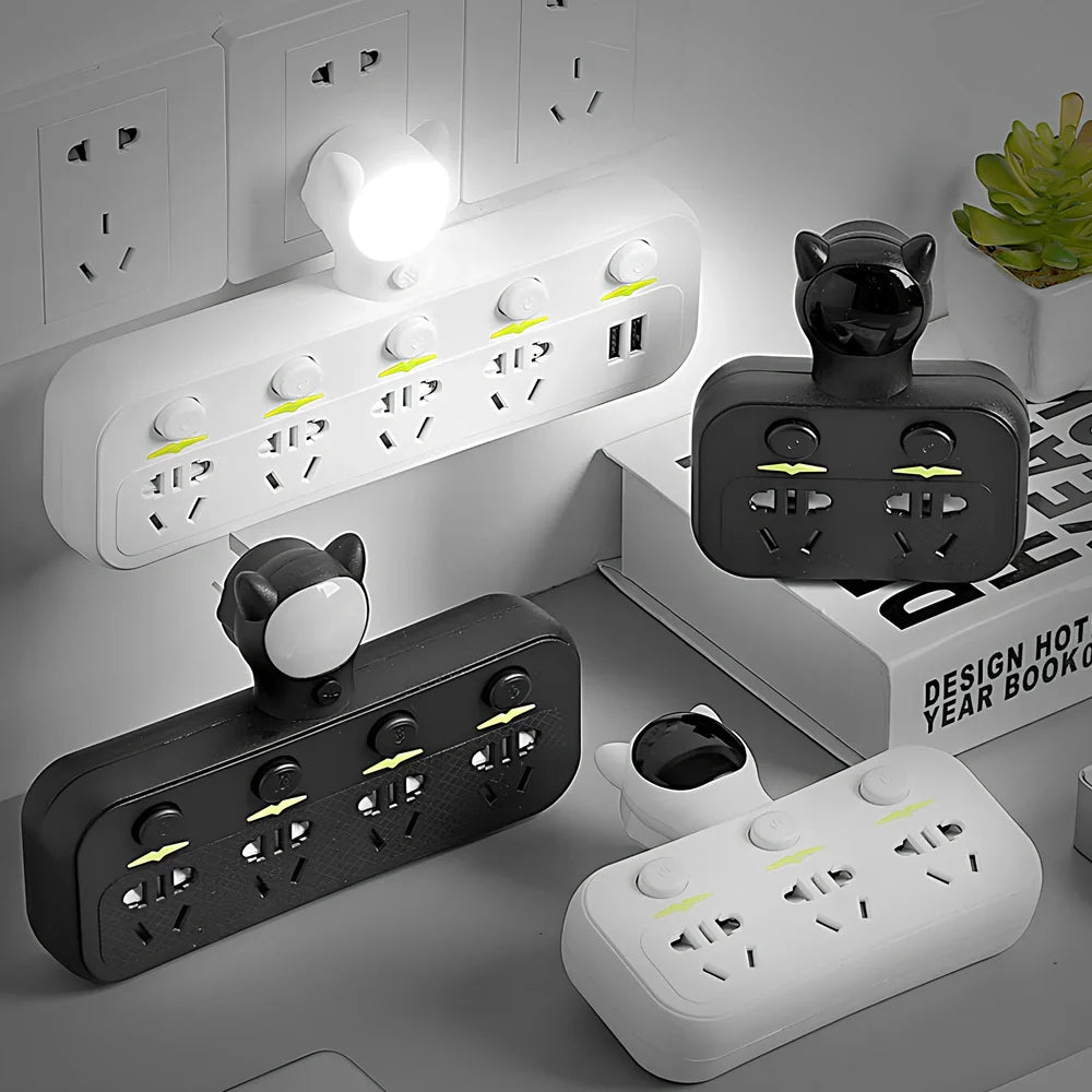 Smart socket with UK plug, LED indicators, USB ports and energy display