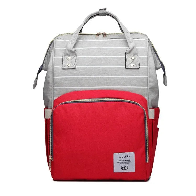 Oxford maternity nappy bag with 16-20L capacity, anti-theft design, bottle area, and multiple colour options
