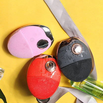 Electric Silicone Face Washer with adjustable vibration and light therapy options
