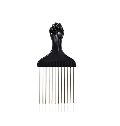 Metal styling comb with steel teeth and anti-slip handle for professional hair styling
