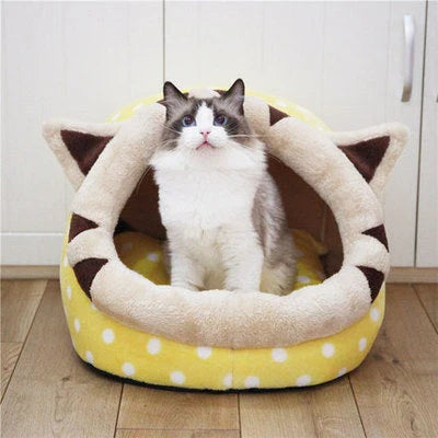 Cozy and soft plush pet bed in various colors, designed for the comfort and convenience of cats and small dogs.