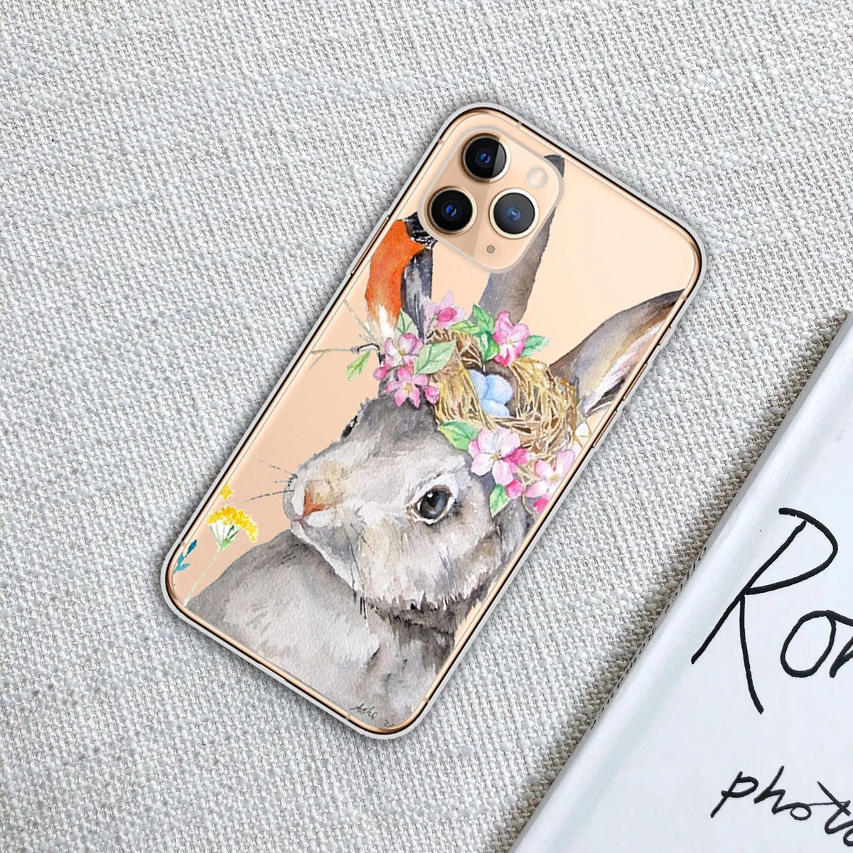 Christmas transparent phone case with festive design for iPhone models, available in eight styles.