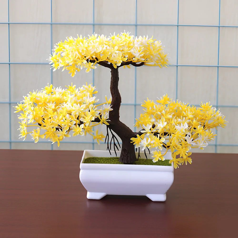 Decorative artificial plant bonsai with 19cm height and 25cm width in seven colour options