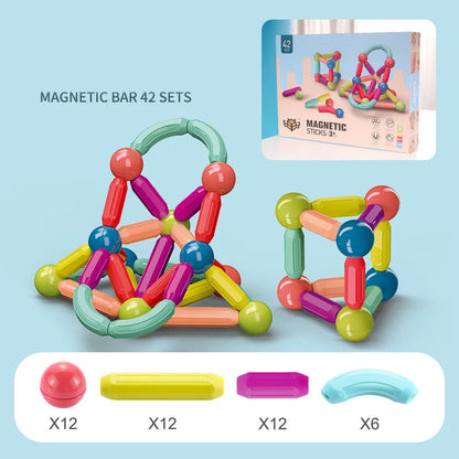 Colorful magnetic stick building blocks set for children, educational STEM toy