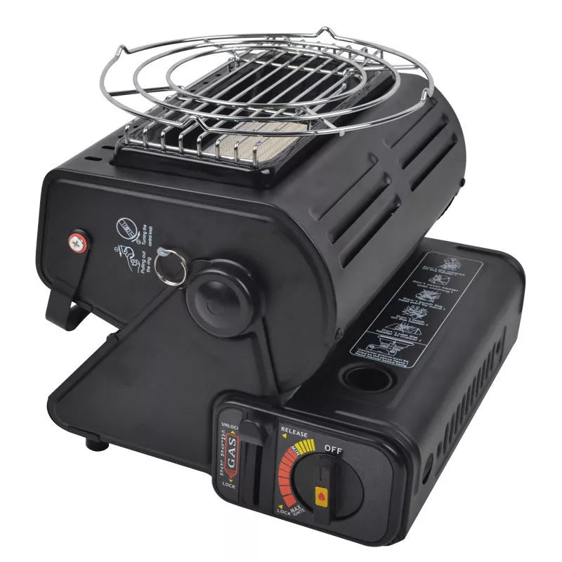 Multifunctional tent heater and roasting stove with dual gas capability for outdoor adventures