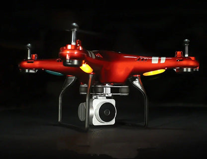 X52 UAV drone with protective frame in black colour, showing camera and bright night light