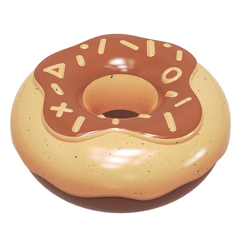 Pink donut-shaped dog toy with textured surface for dental cleaning, showing 118mm diameter