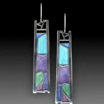 Silver water drop-shaped irregular women's earrings with electroplated finish