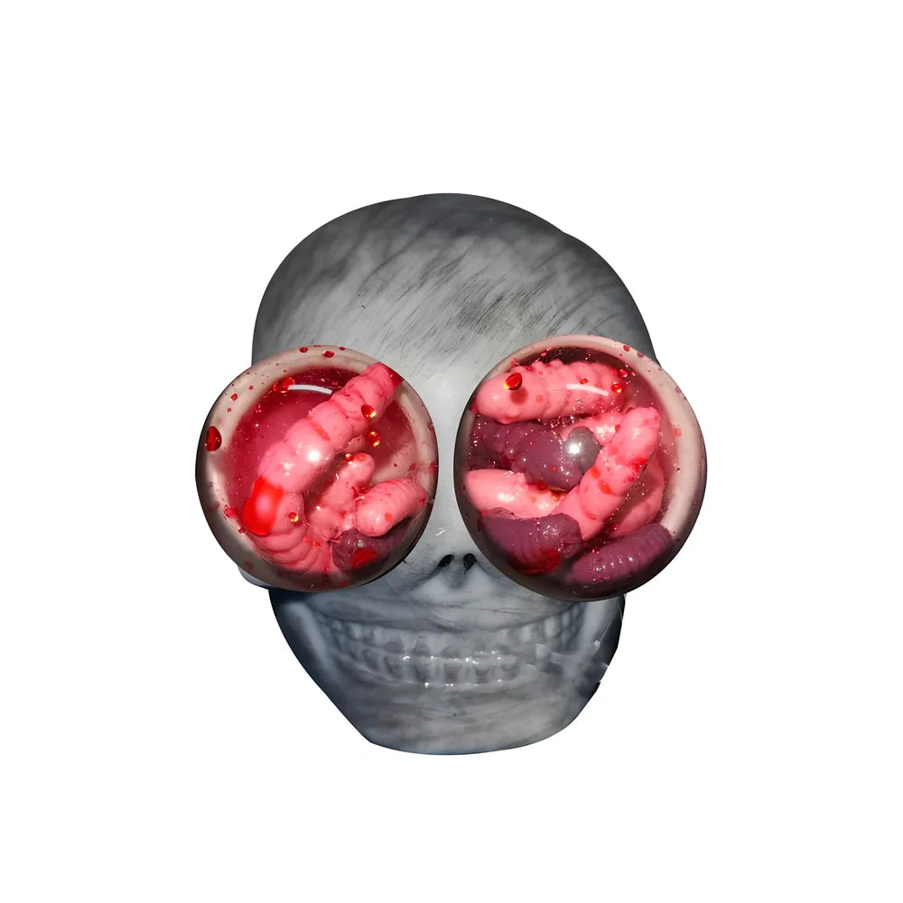 Halloween skeleton decompression ball measuring 8x7cm with single explosive eye design