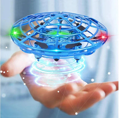 A compact, futuristic-looking mini drone with infrared sensors for safe, intuitive flight control.