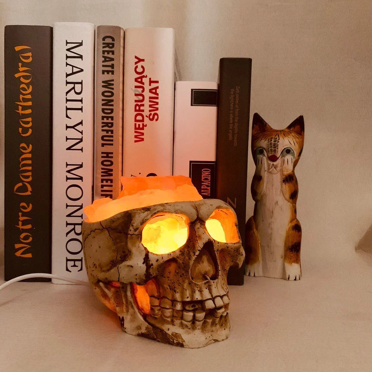 Himalayan Salt Lamp with Skull Design: Air Purifier, Dimmable Lighting, Stress Relief