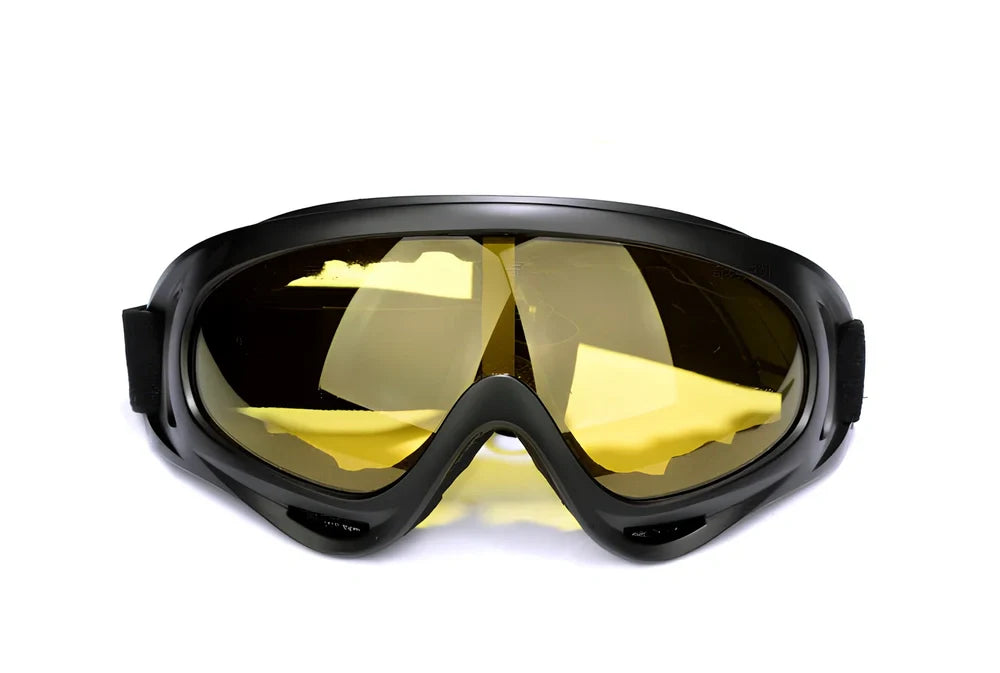 Motorcycle sports goggles with colour-changing lenses and silica gel frame for wind protection