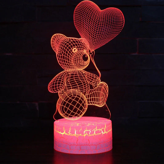 3D bear-shaped LED night light with colourful illumination for corridors and bedrooms