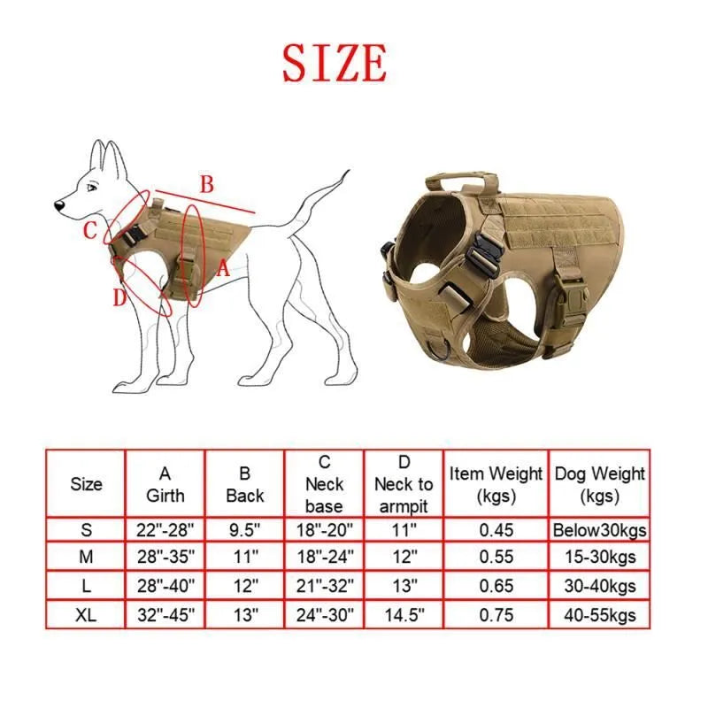 Dog training vest battle suit set in polyester with chain and rope accessories