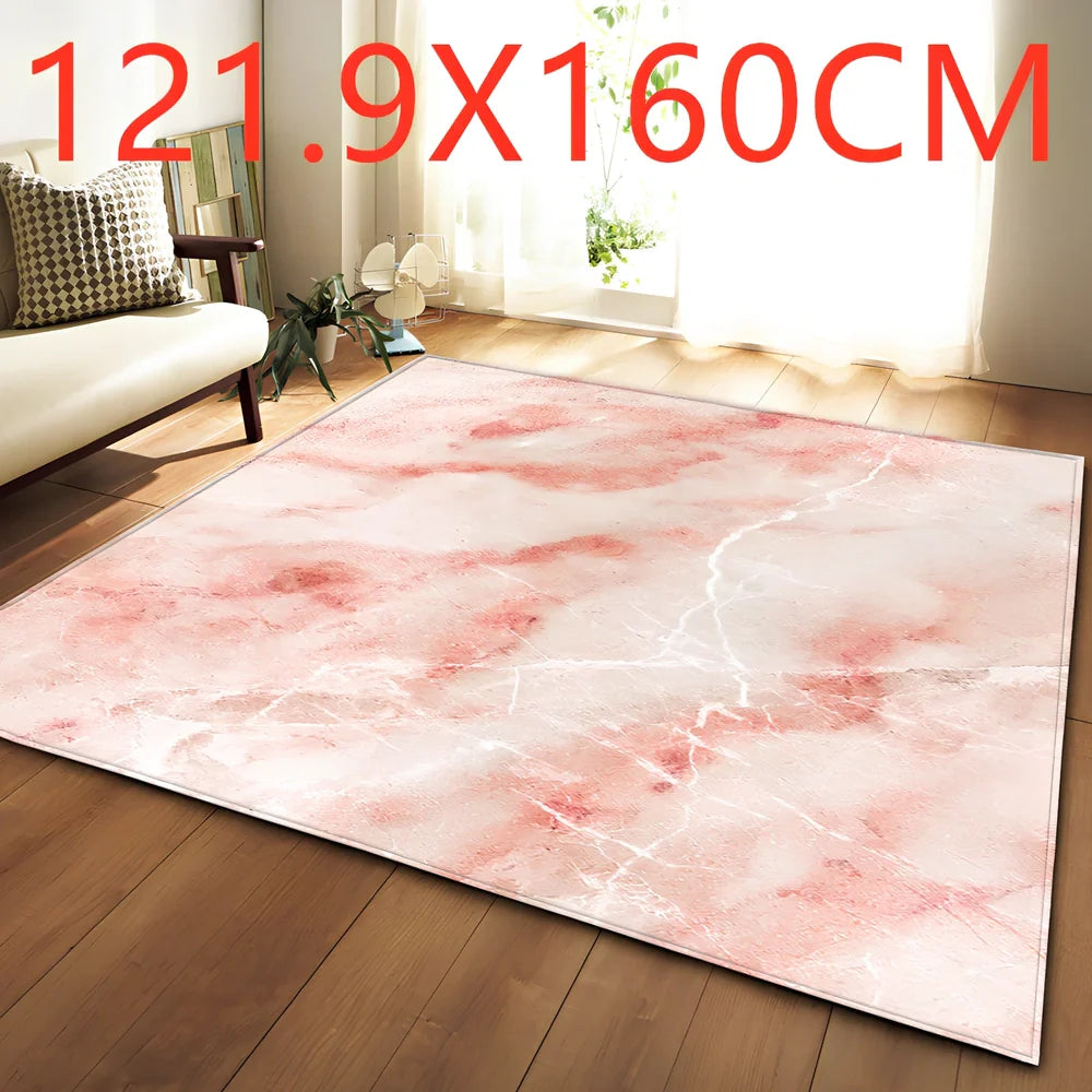 Rectangular polyester fibre carpet with marble pattern in 121.9x160cm and 50x80cm sizes