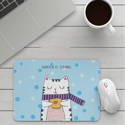 Customisable thick cartoon mouse pad with non-slip base, showing sample patterns like strawberry, cat, and whale designs.